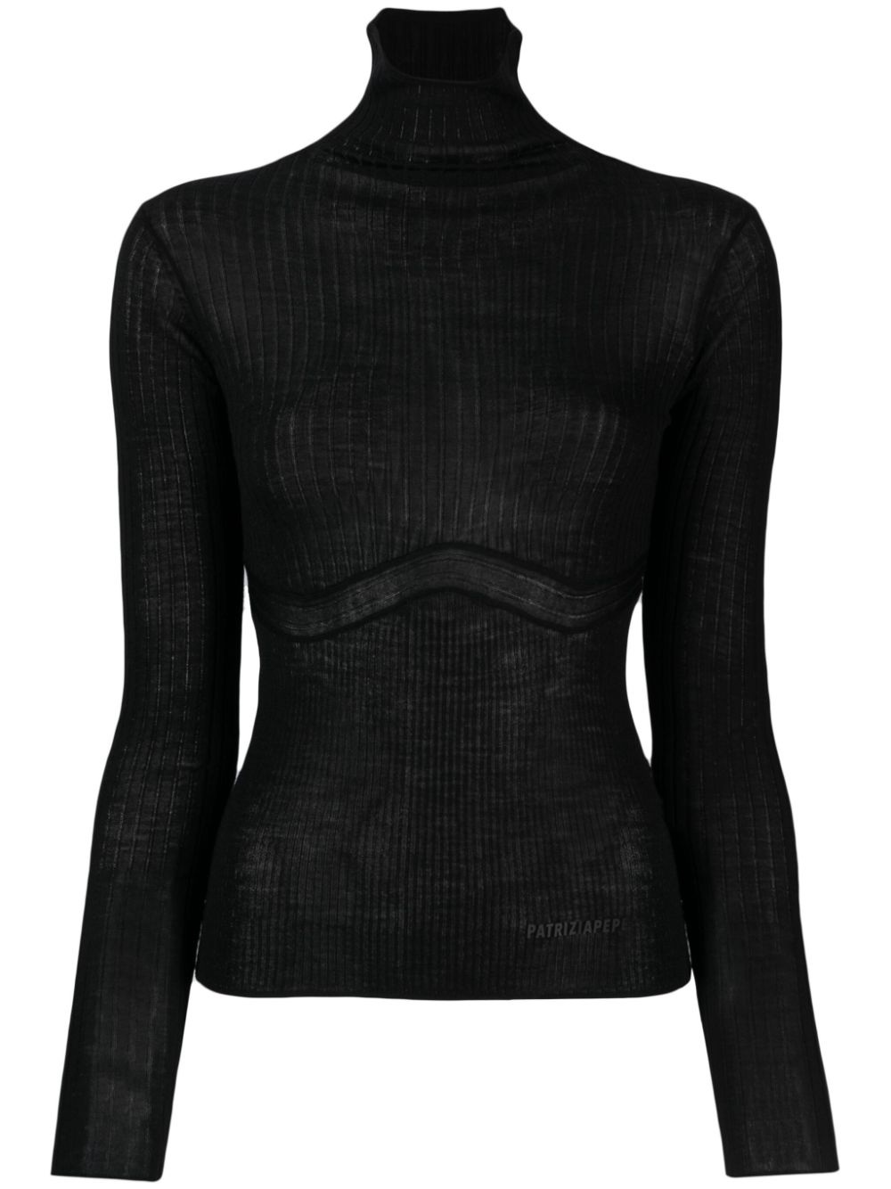 Patrizia Pepe logo-embossed ribbed-knit top - Black von Patrizia Pepe