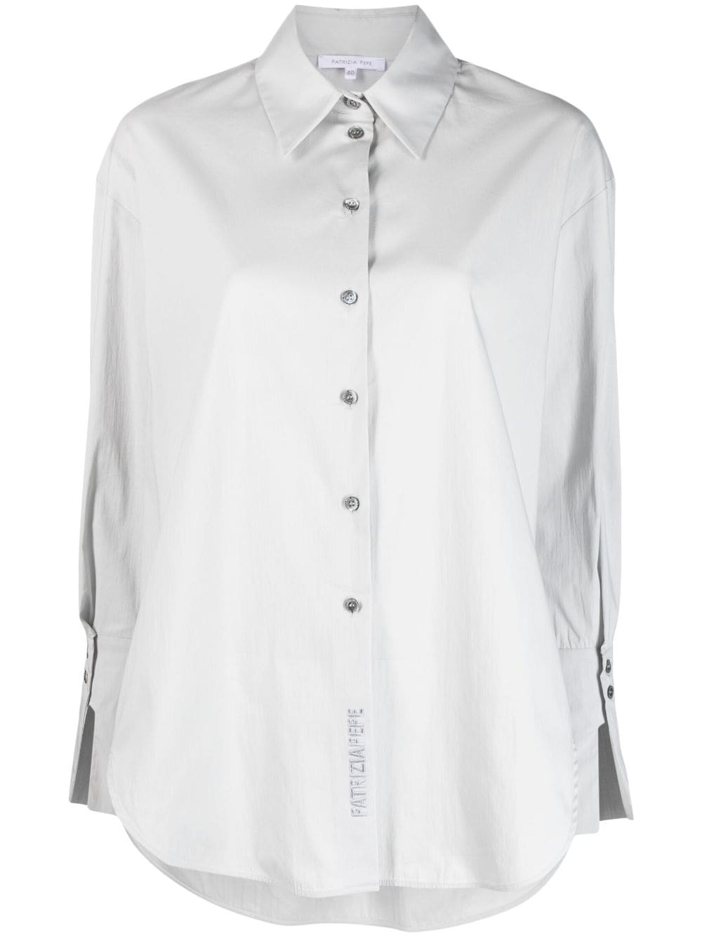 Patrizia Pepe logo-embroidered long-sleeved shirt - Grey von Patrizia Pepe