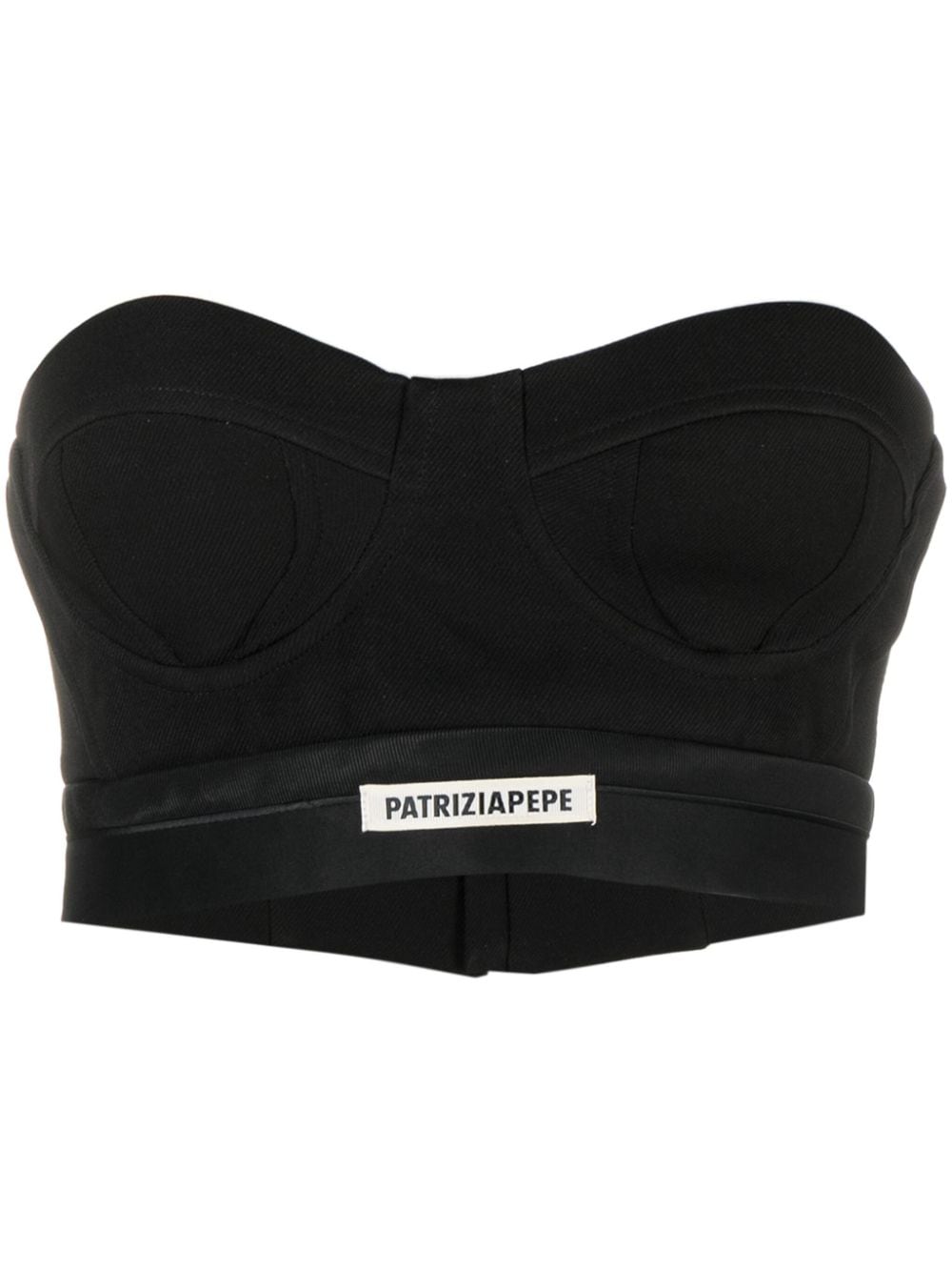 Patrizia Pepe logo-patch tailored bustier top - Black von Patrizia Pepe