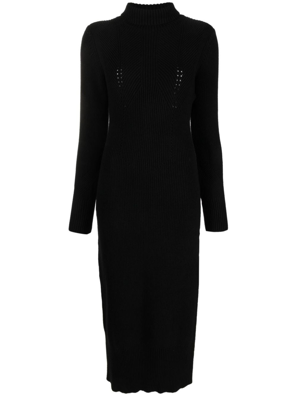 Patrizia Pepe long-sleeve ribbed-knit midi dress - Black von Patrizia Pepe