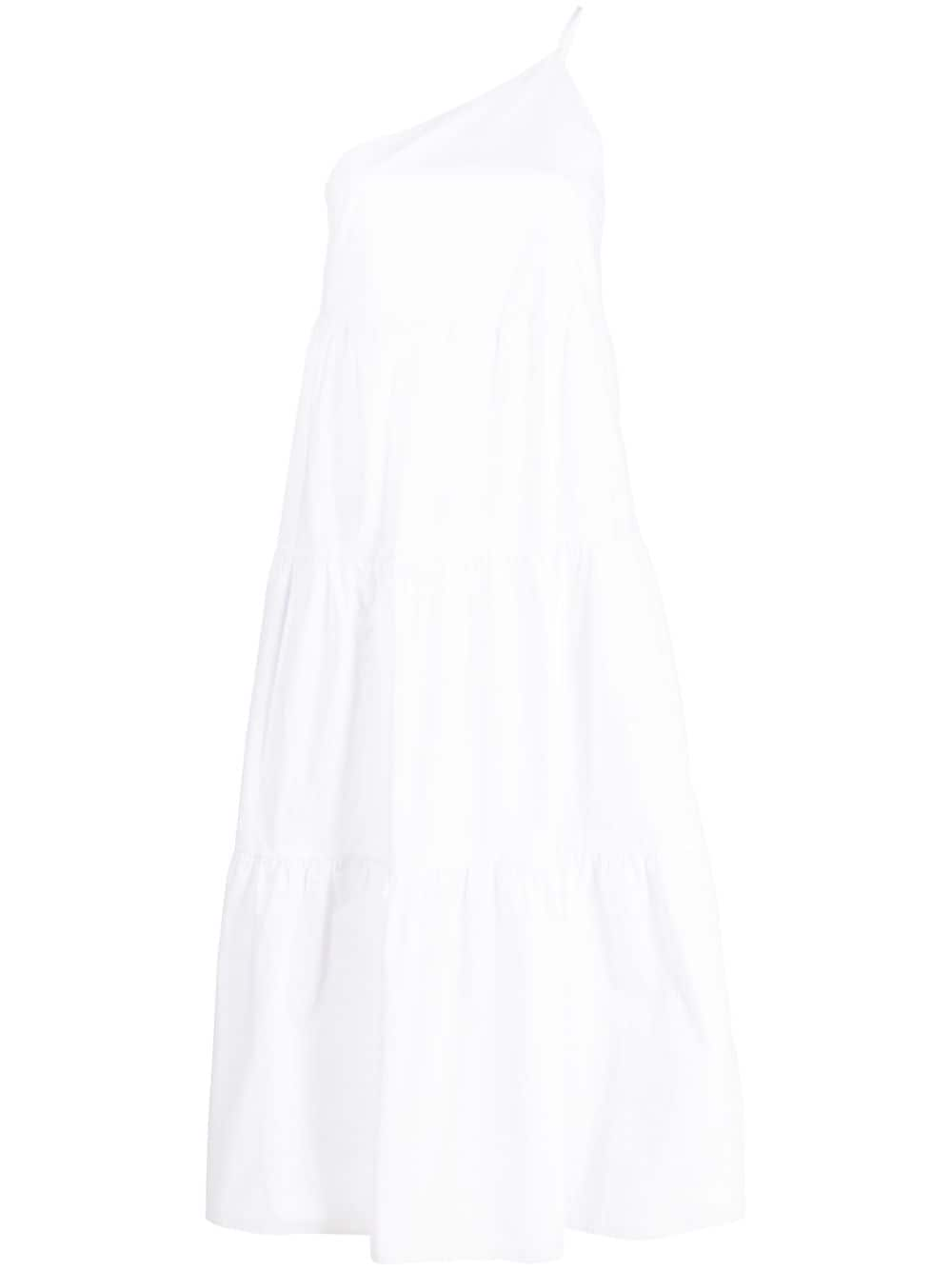 Patrizia Pepe one-shoulder cotton poplin dress - White von Patrizia Pepe