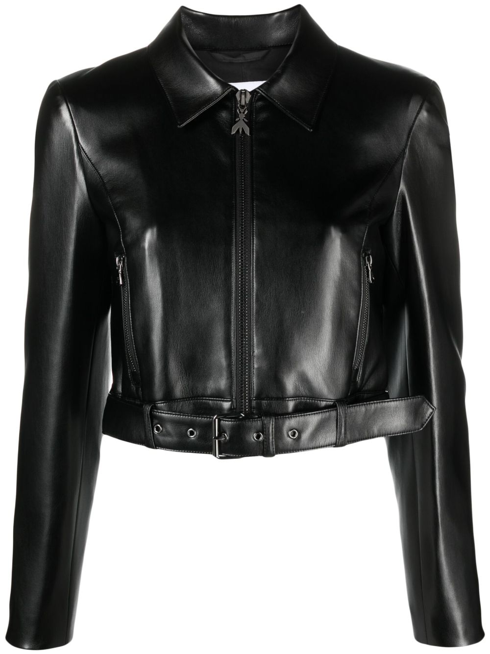 Patrizia Pepe patent-finish cropped jacket - Black von Patrizia Pepe