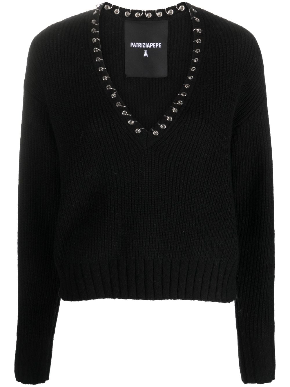 Patrizia Pepe piercing-detail chunky-knit jumper - Black von Patrizia Pepe