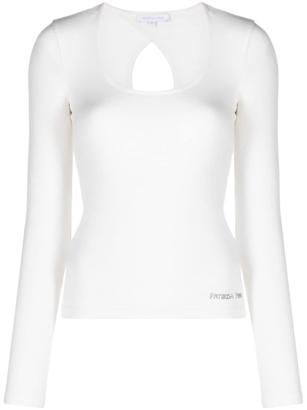 Patrizia Pepe rhinestone embellished long-sleeve T-shirt - White von Patrizia Pepe
