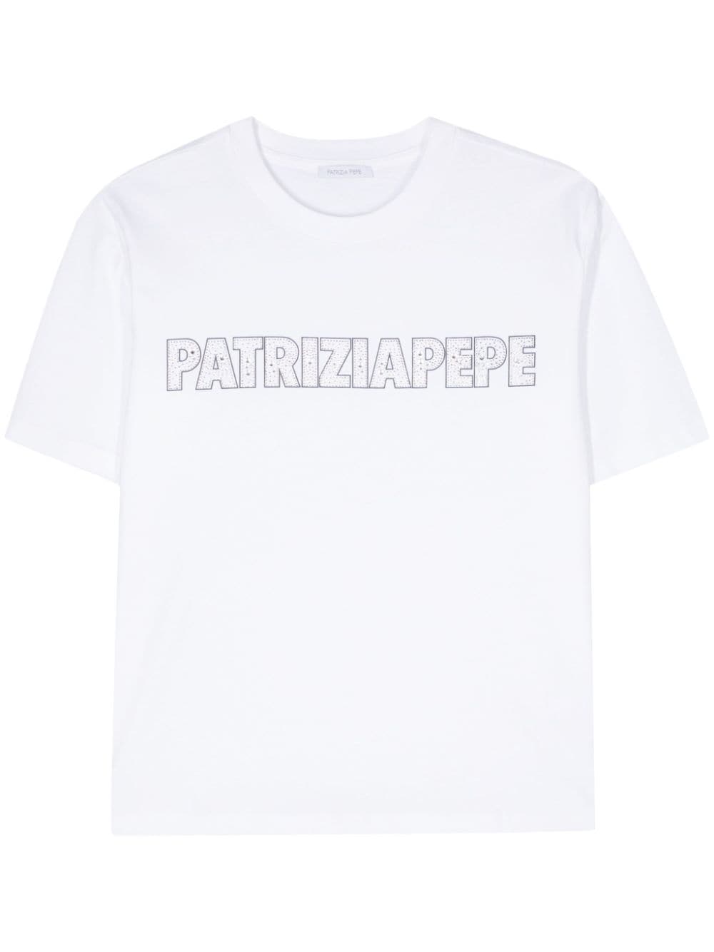 Patrizia Pepe rhinestone-logo cotton T-shirt - White von Patrizia Pepe