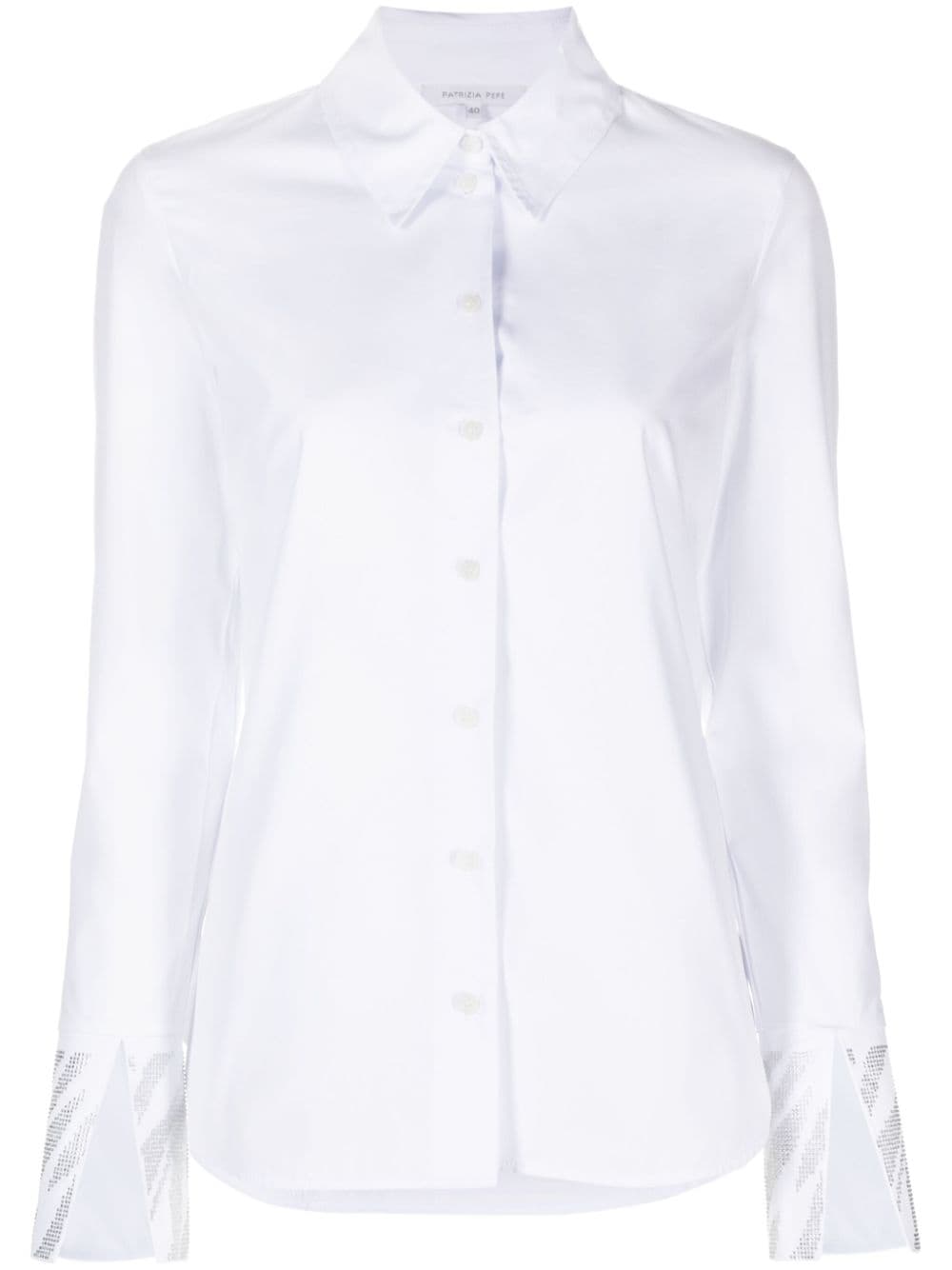 Patrizia Pepe rhinestones-trim long-sleeve cotton shirt - White von Patrizia Pepe