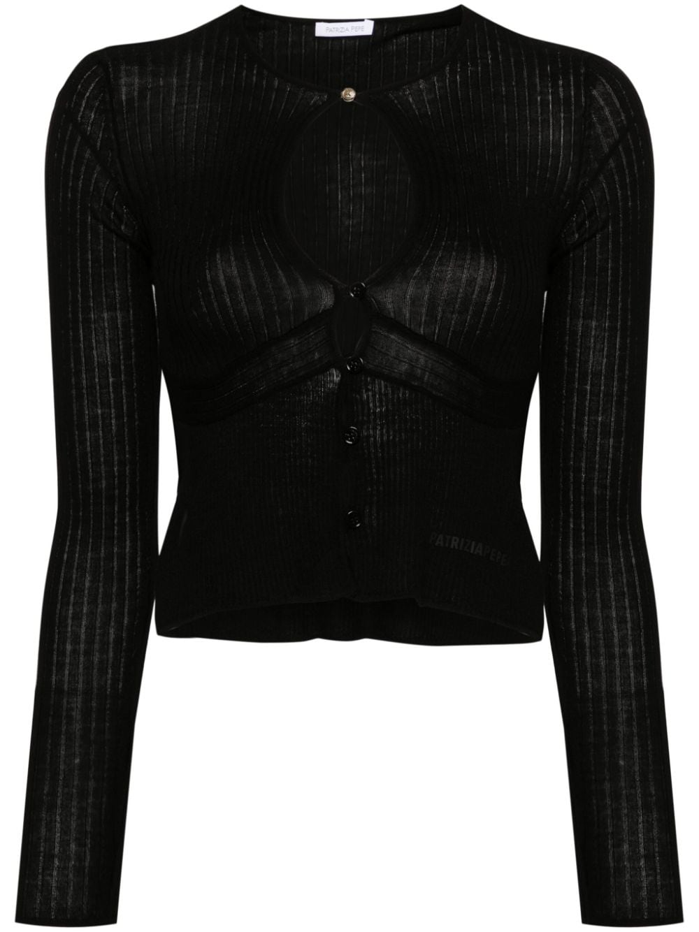 Patrizia Pepe ribbed-knit wool cardigan - Black von Patrizia Pepe