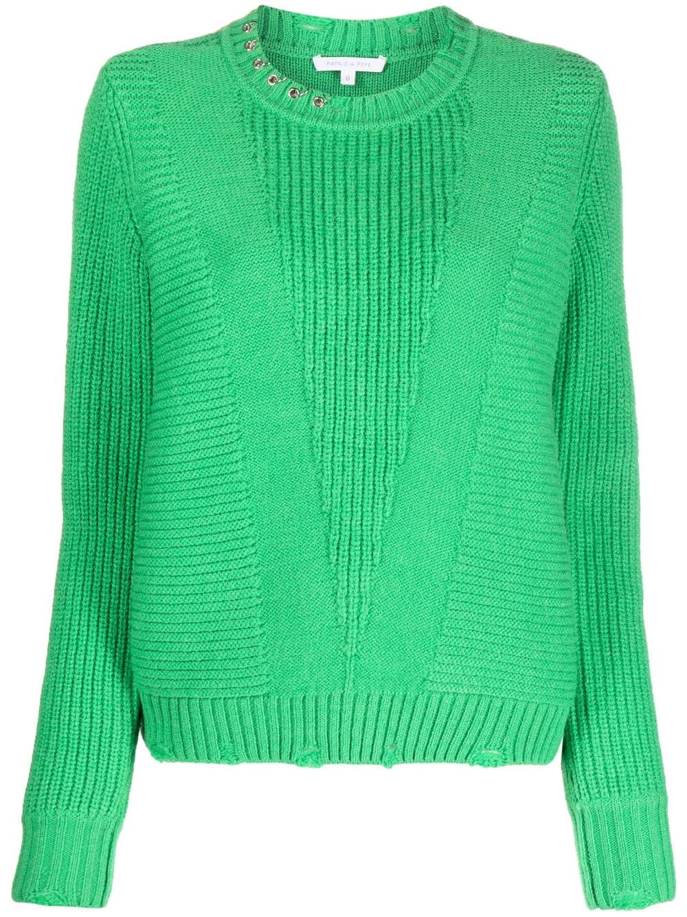 Patrizia Pepe ring-detailing ribbed-knit jumper - Green von Patrizia Pepe