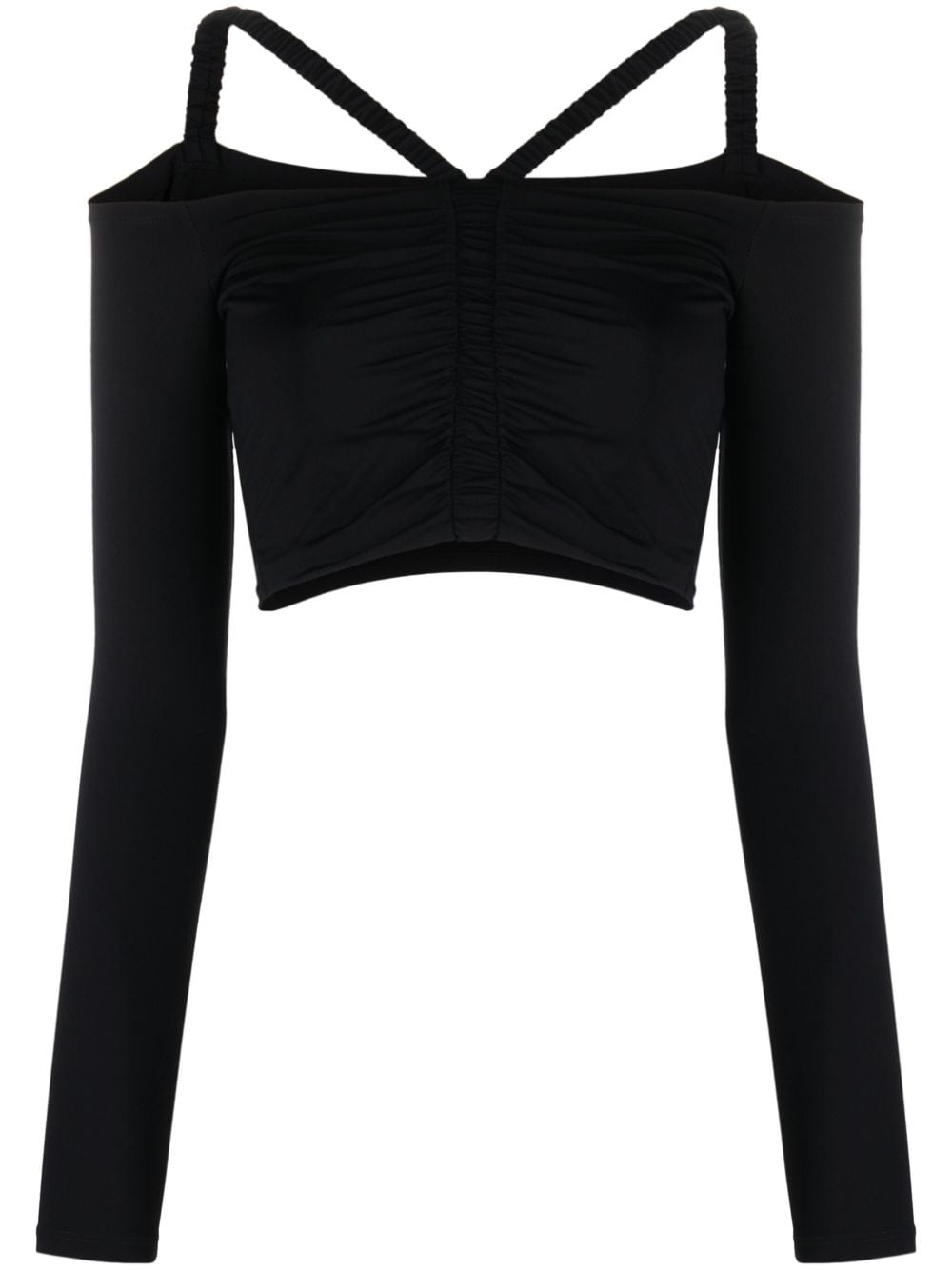 Patrizia Pepe ruched-detail off-shoulder cropped top - Black von Patrizia Pepe