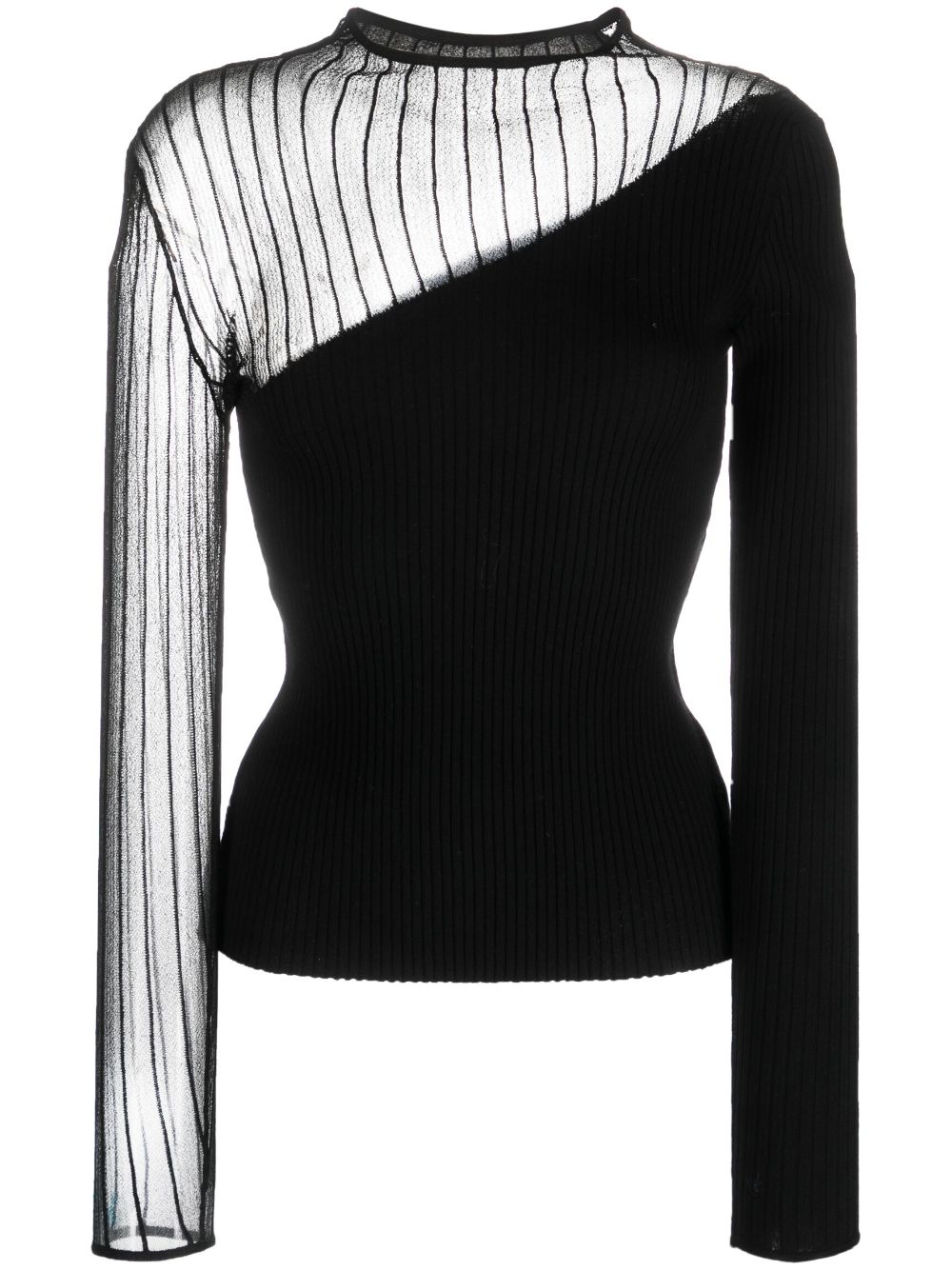 Patrizia Pepe semi-sheer asymmetric jumper - Black von Patrizia Pepe