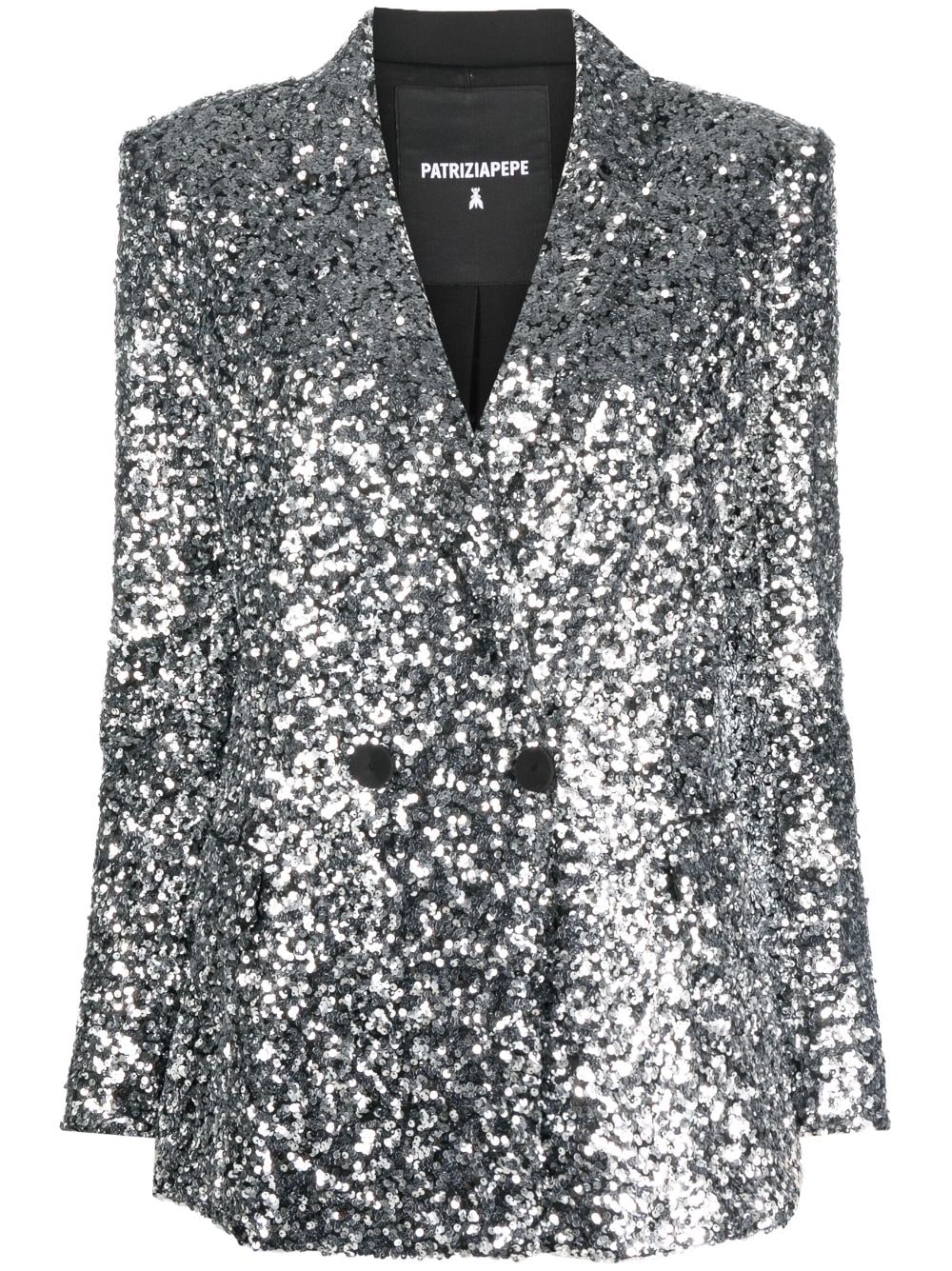 Patrizia Pepe sequin-embellished double-breasted blazer - Silver von Patrizia Pepe