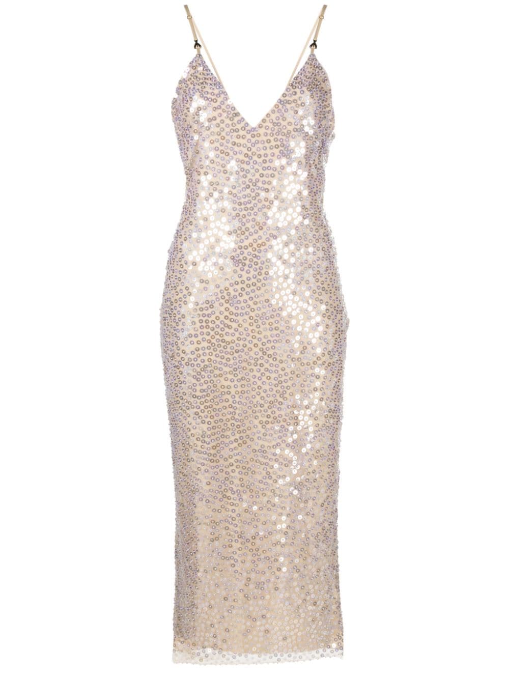 Patrizia Pepe sequin-embellished tulle midi dress - Neutrals von Patrizia Pepe