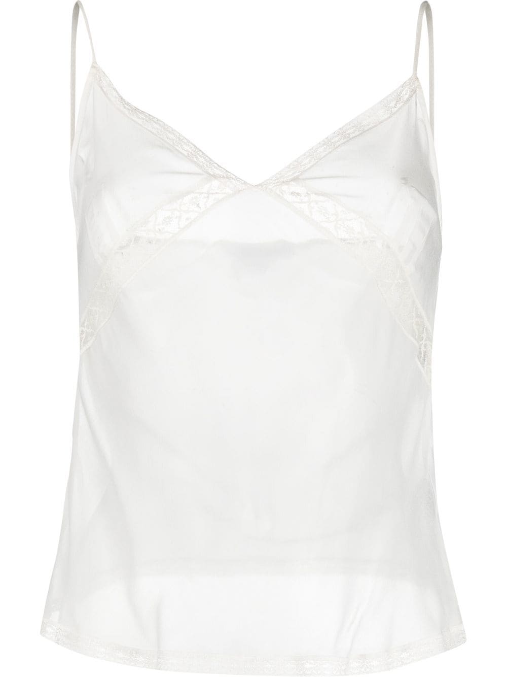 Patrizia Pepe sheer lace-trim cami top - White von Patrizia Pepe