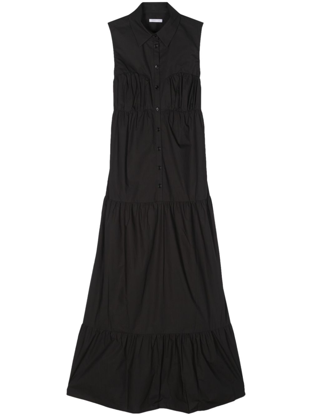 Patrizia Pepe tiered poplin maxi shirtdress - Black von Patrizia Pepe