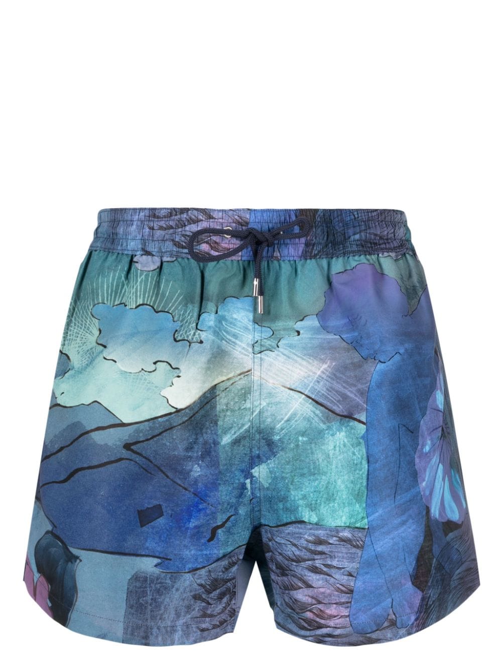 Paul Smith Narcissus-print swim shorts - Blue von Paul Smith