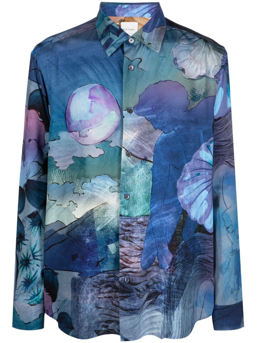 Paul Smith illustration-print long-sleeve shirt - Blue von Paul Smith