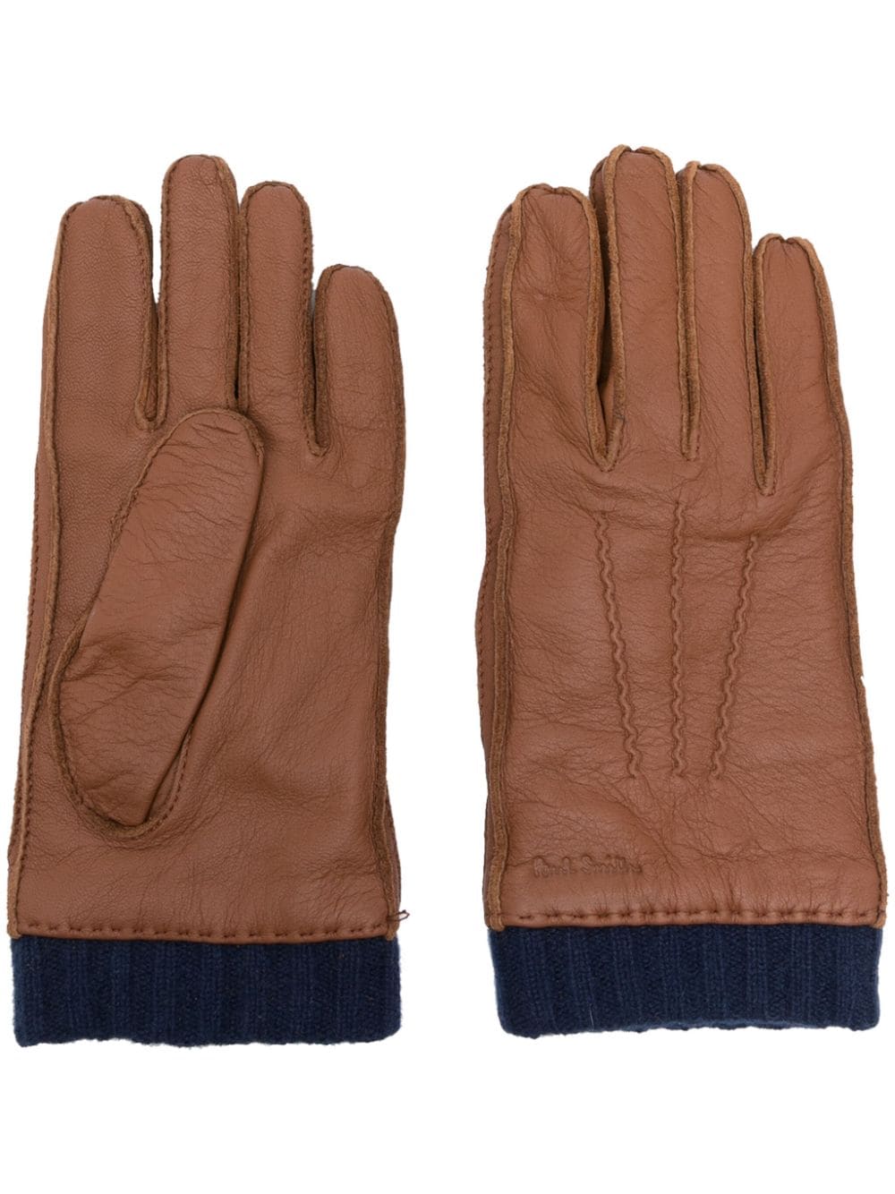 Paul Smith logo-debossed leather gloves - Brown von Paul Smith