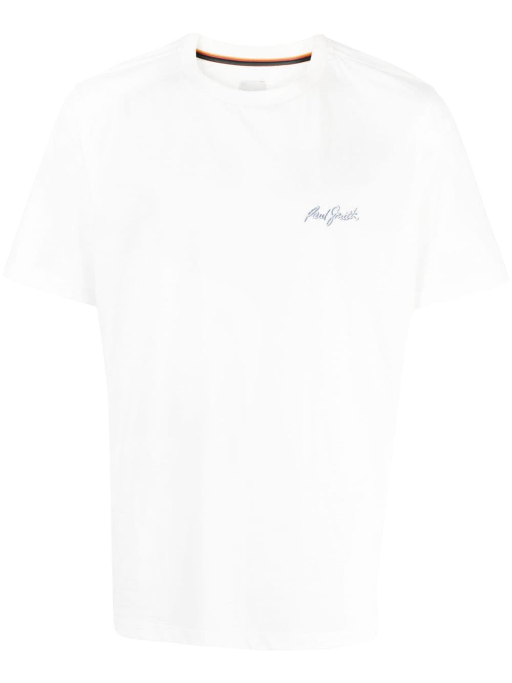 Paul Smith logo-embroidered cotton T-shirt - White von Paul Smith