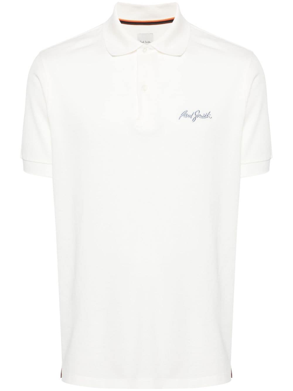 Paul Smith logo-embroidered cotton polo shirt - White von Paul Smith