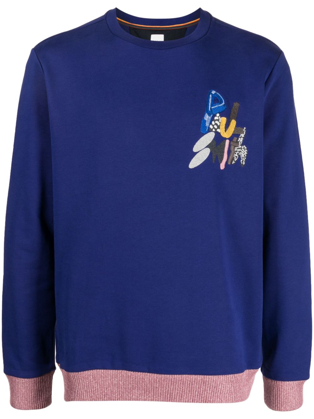 Paul Smith logo-embroidered organic cotton sweatshirt - Blue von Paul Smith