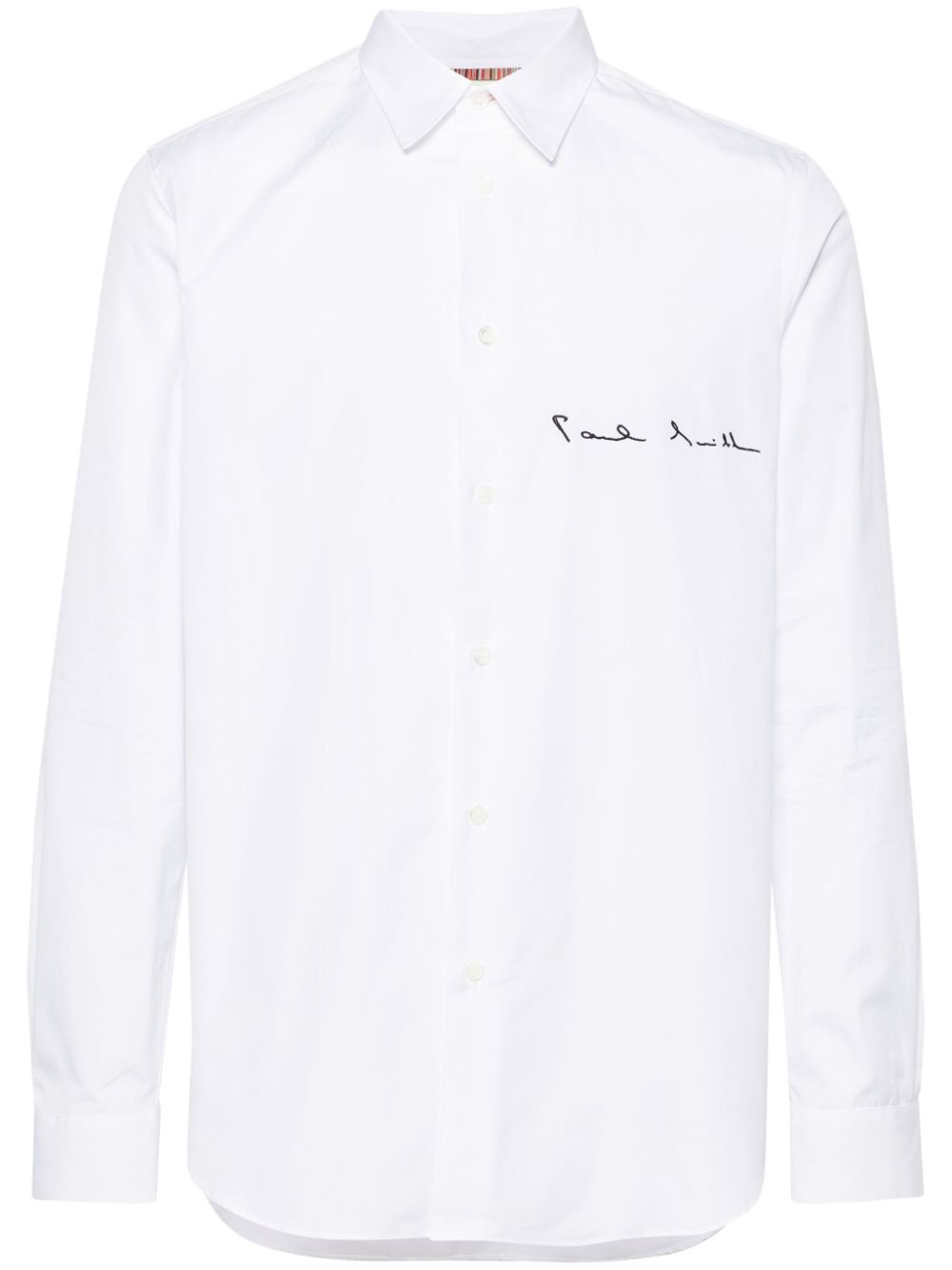 Paul Smith logo-embroidered poplin shirt - White von Paul Smith