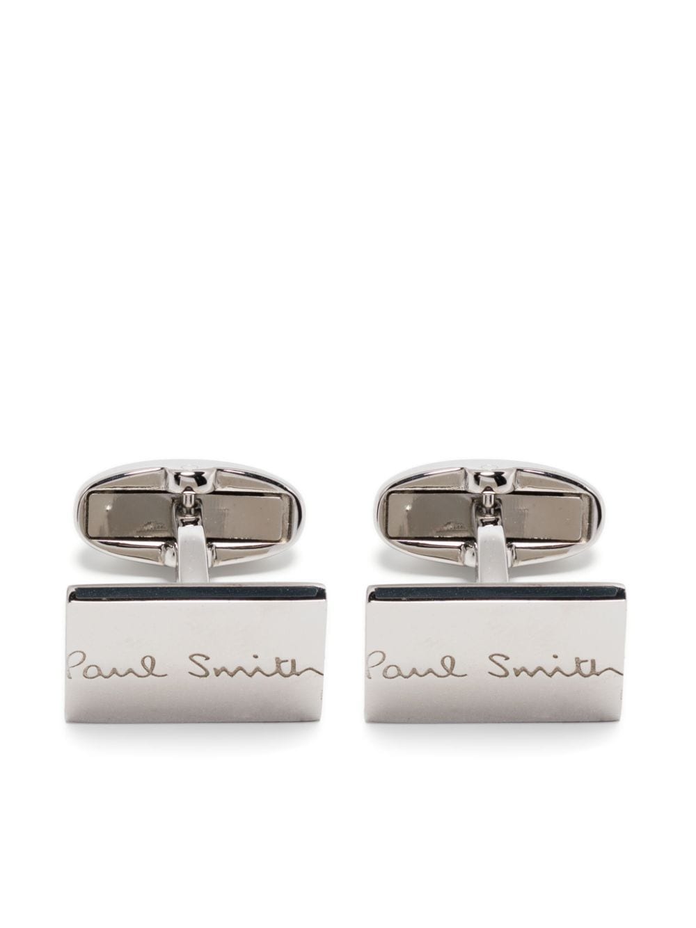 Paul Smith logo-engraved polished-finish cufflinks - Silver von Paul Smith