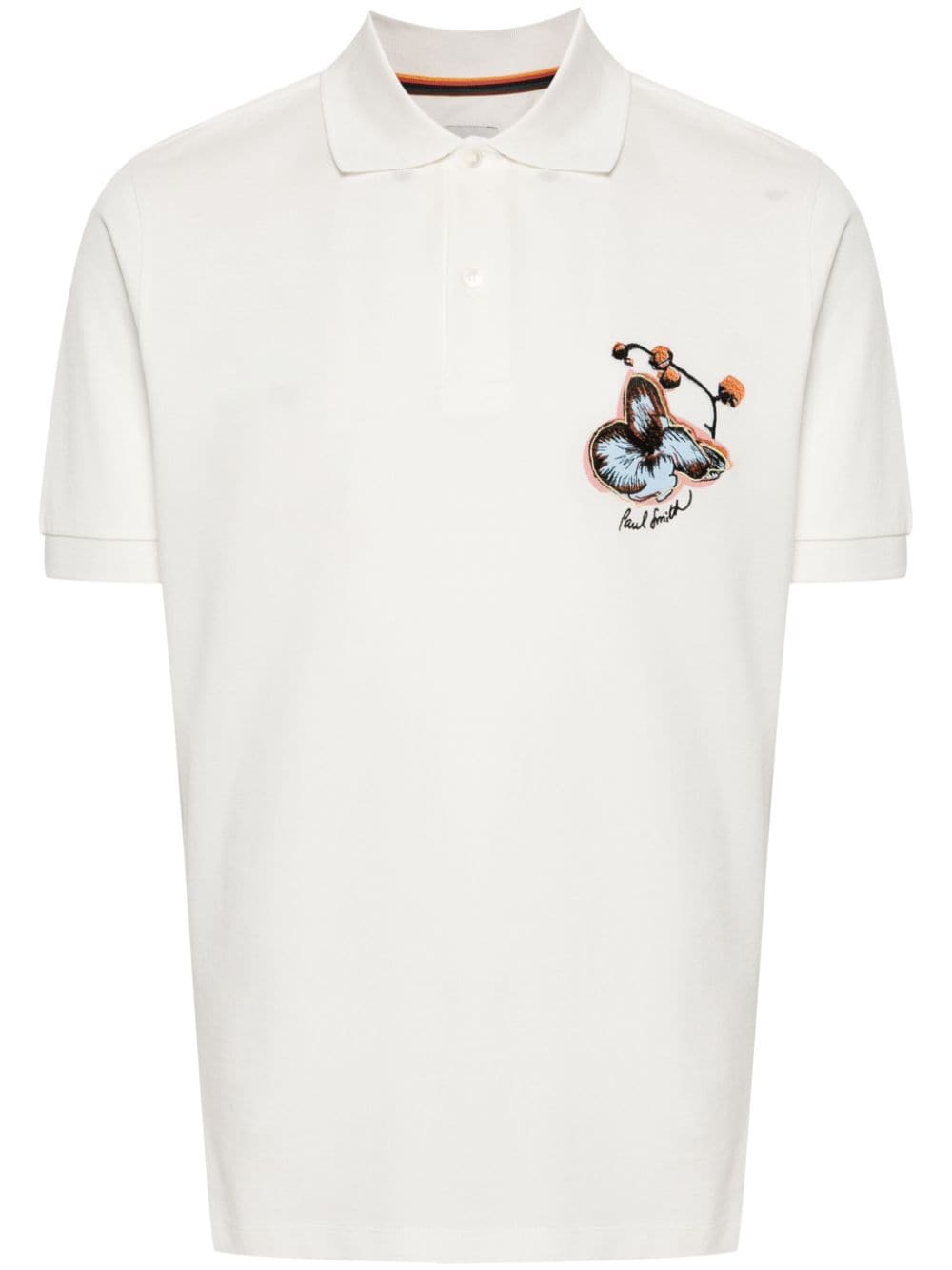 Paul Smith orchid-embroidery cotton polo shirt - Neutrals von Paul Smith