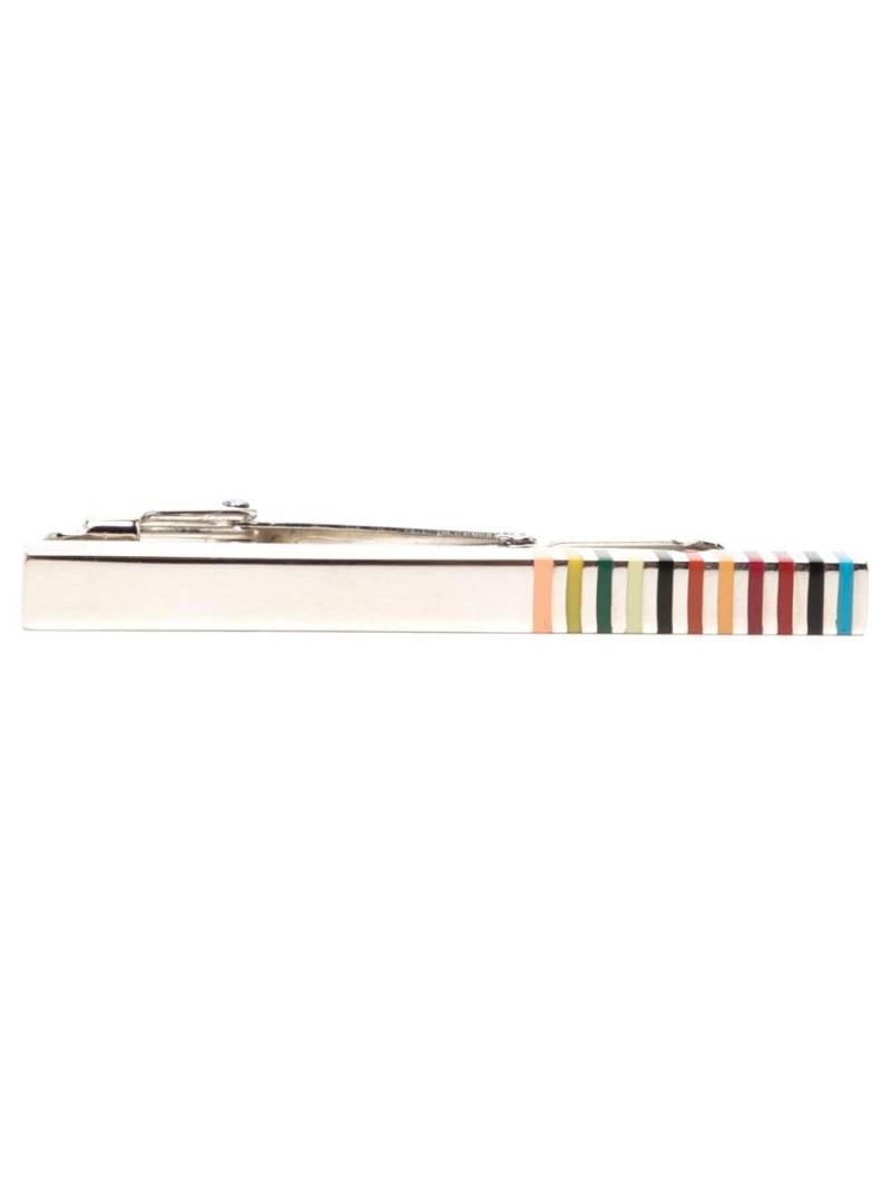 Paul Smith signature-stripe rod edge tie bar - Silver von Paul Smith