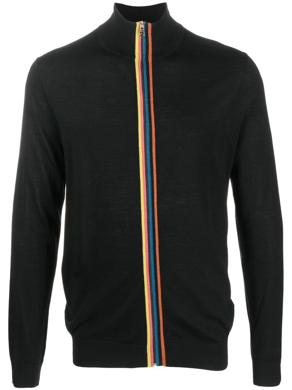 Paul Smith stripe-trim zipped cardigan - Black von Paul Smith