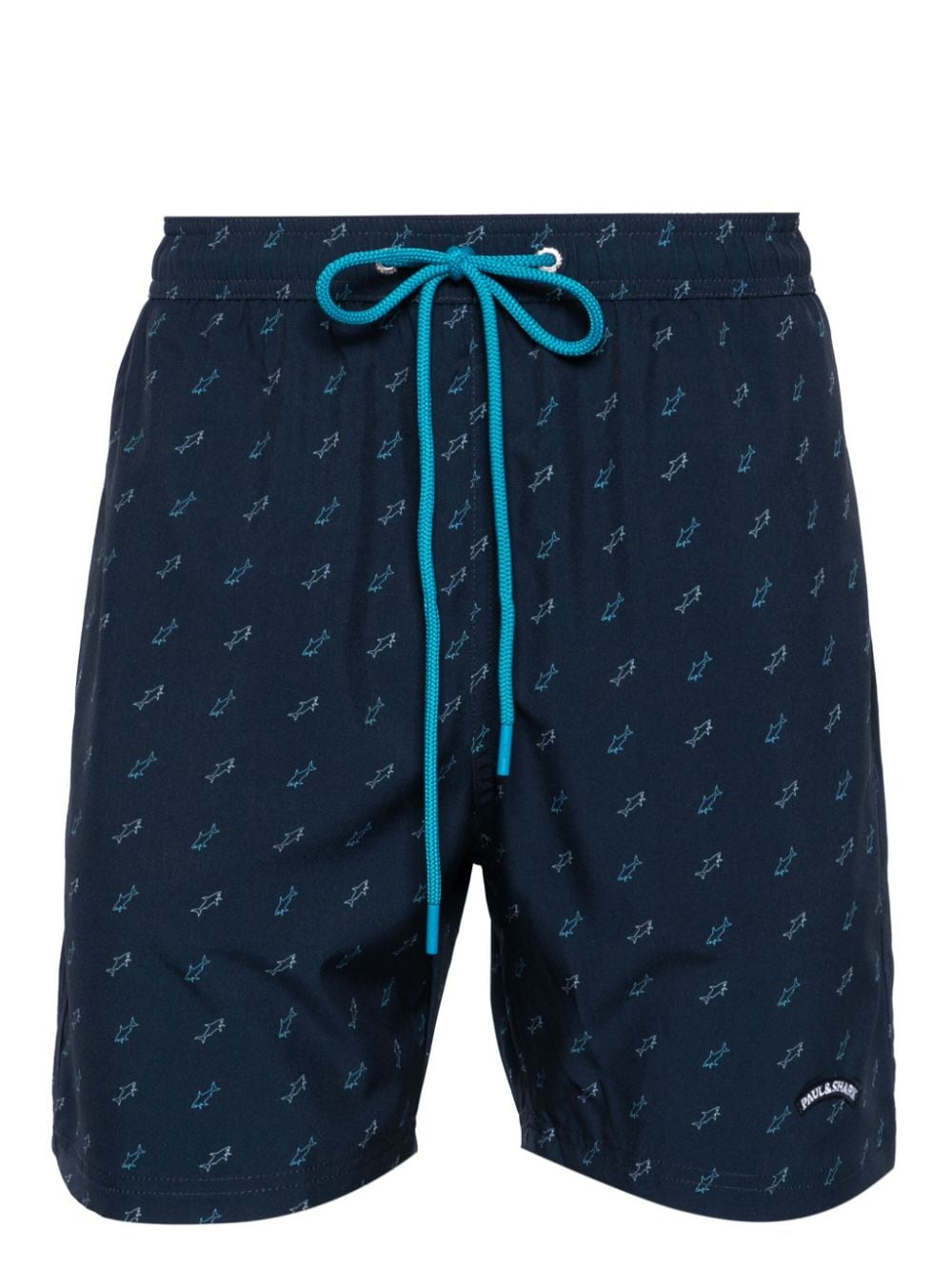 Paul & Shark logo-charm shark-print swim shorts - Blue von Paul & Shark