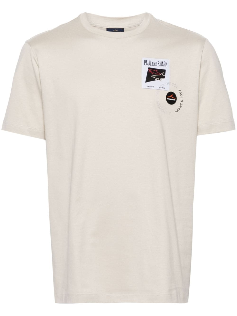 Paul & Shark logo-patch cotton T-shirt - Neutrals von Paul & Shark