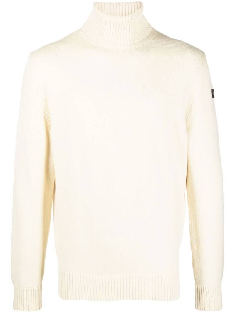 Paul & Shark logo-patch roll neck jumper - Neutrals von Paul & Shark