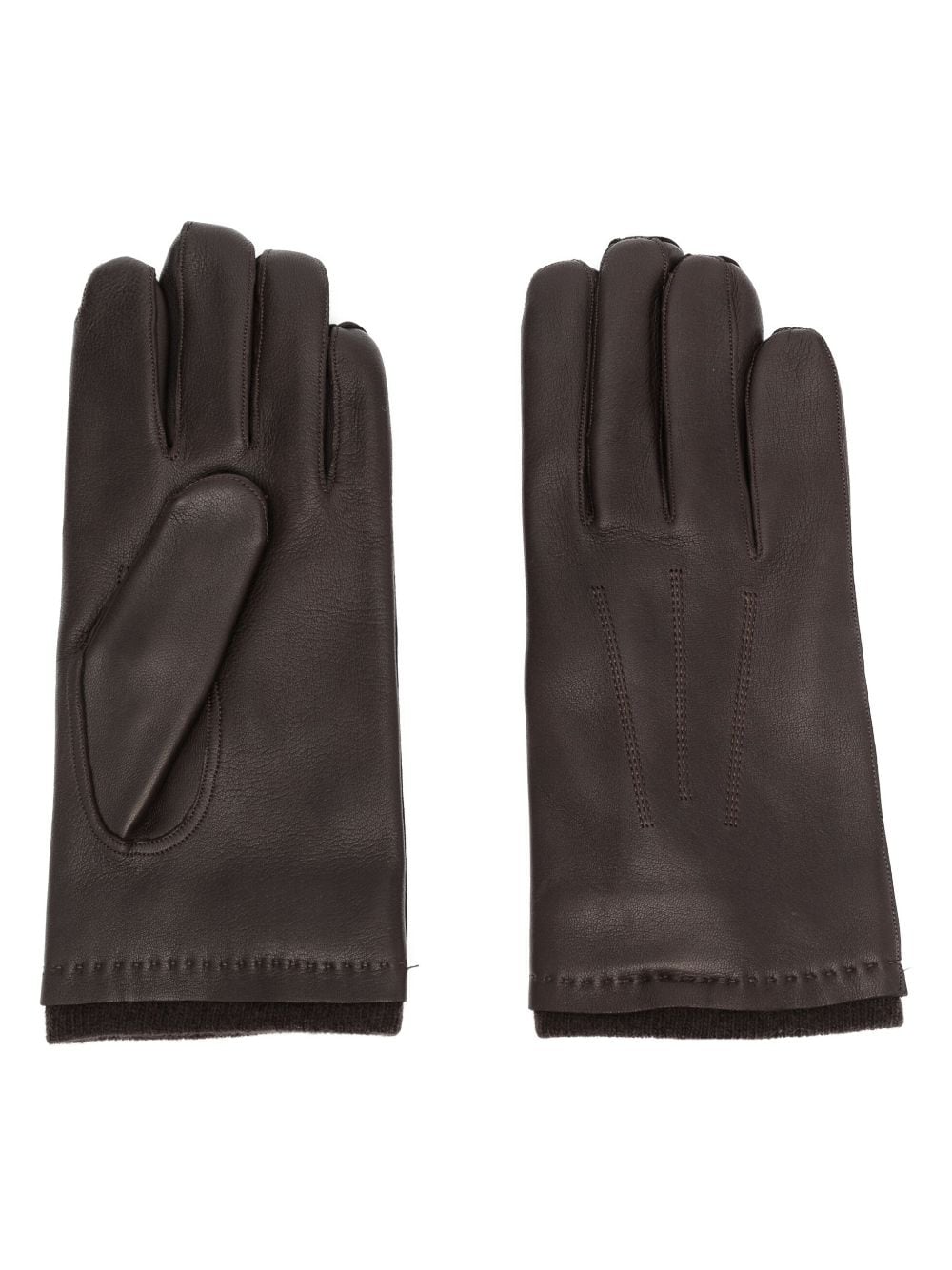 Paul & Shark logo-plaque leather gloves - Brown