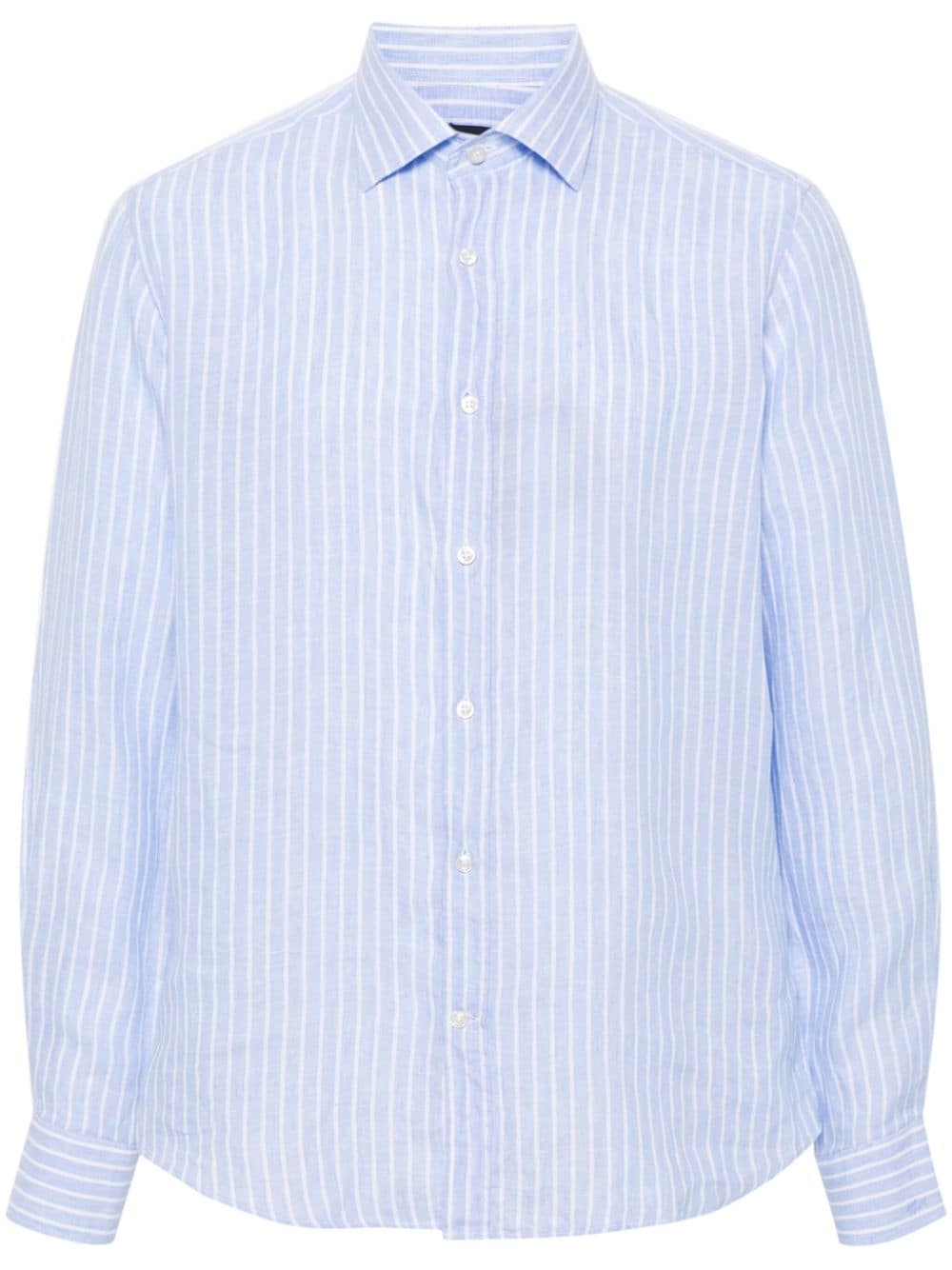 Paul & Shark striped linen shirt - Blue von Paul & Shark