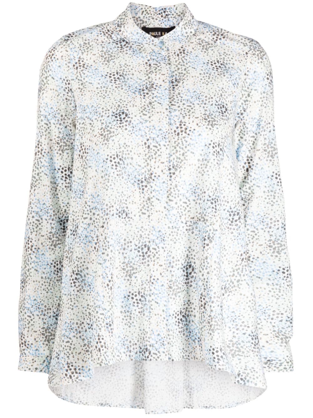 Paule Ka abstract-pattern print cotton shirt - Blue von Paule Ka