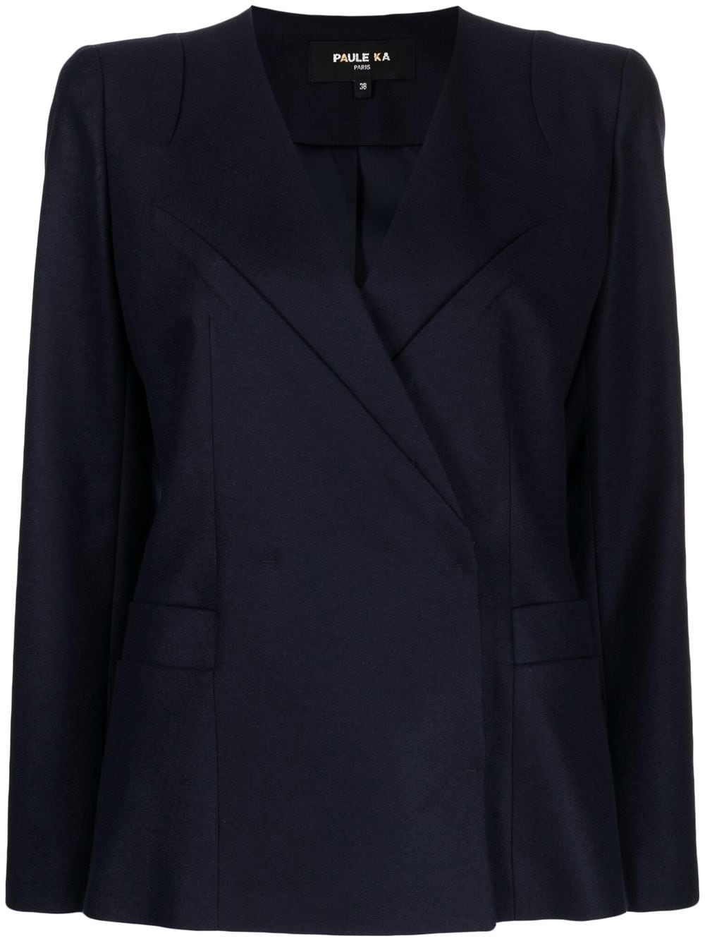 Paule Ka collarless asymmetric blazer - Blue von Paule Ka