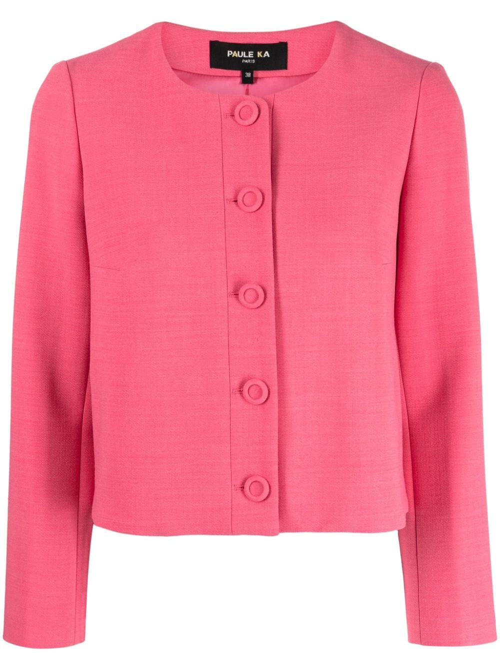 Paule Ka collarless twill single-breasted blazer - Pink von Paule Ka