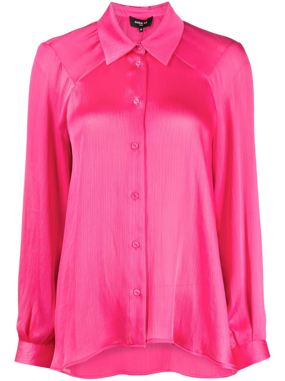 Paule Ka long-sleeve satin plissé shirt - Pink von Paule Ka