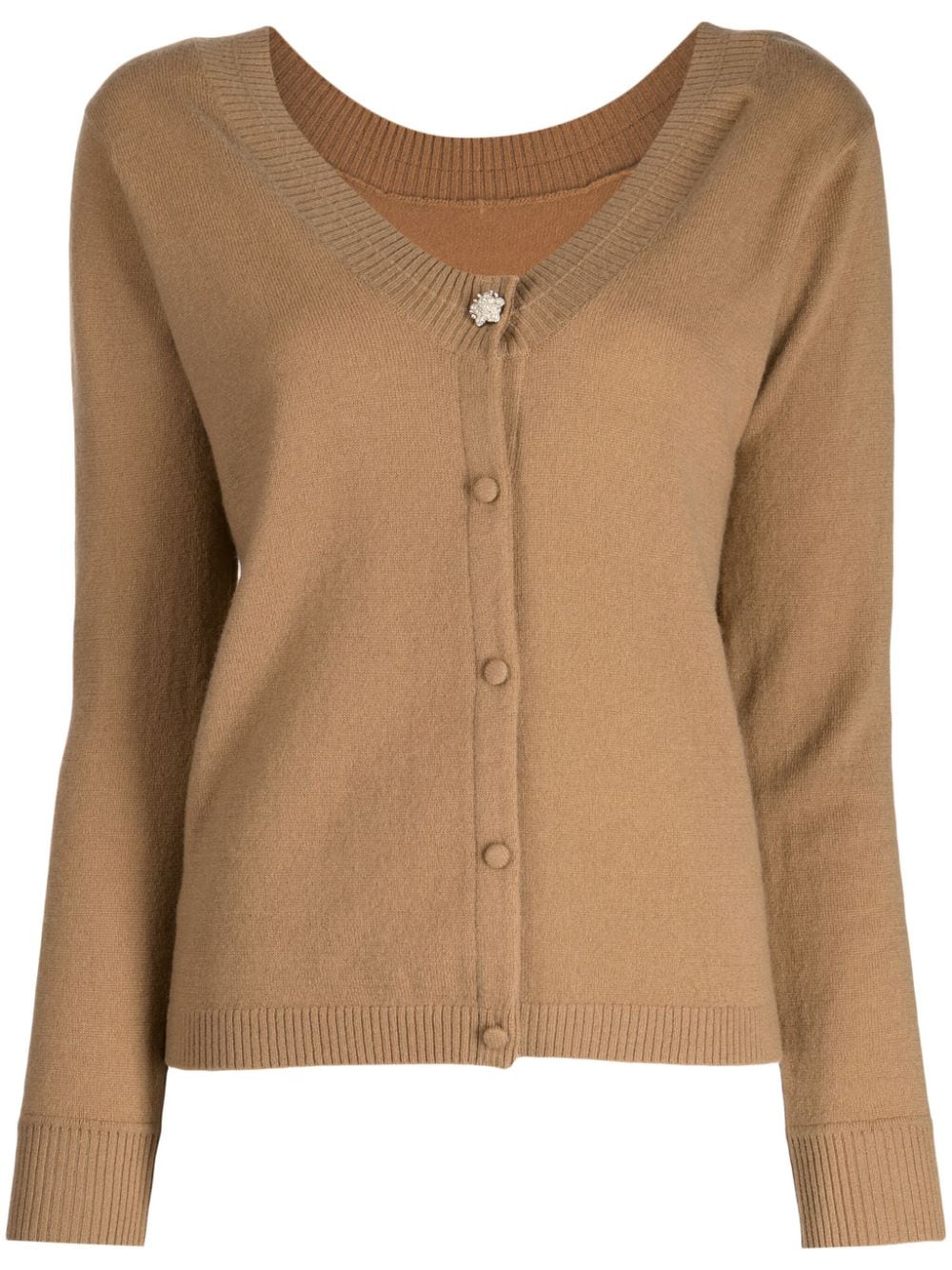 Paule Ka round-neck cashmere cardigan - Brown von Paule Ka