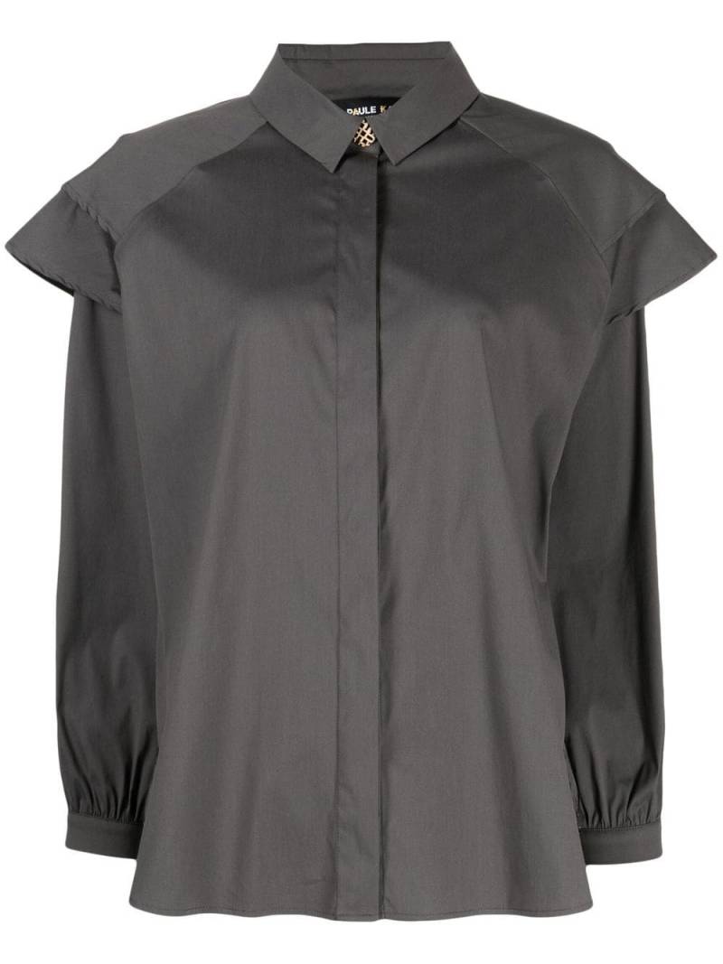 Paule Ka ruffle-trim long-sleeved shirt - Grey von Paule Ka