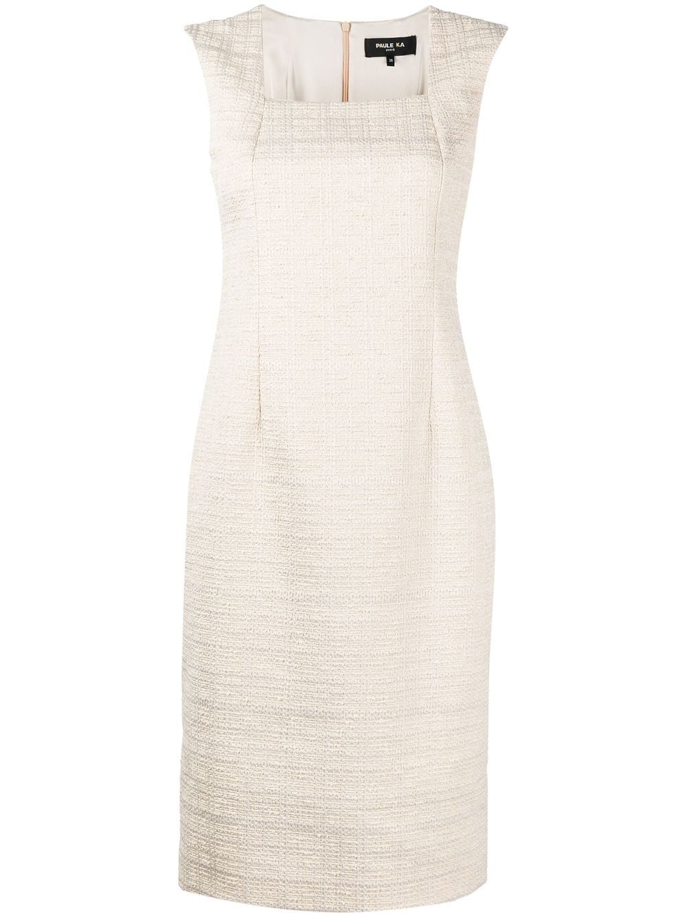 Paule Ka tweed fitted midi dress - White von Paule Ka