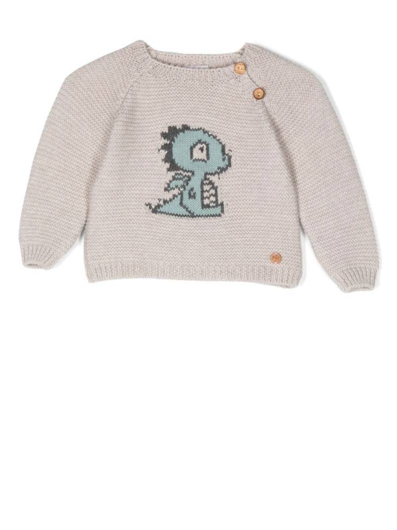Paz Rodriguez baby dinosaur-knit jumper - Neutrals von Paz Rodriguez