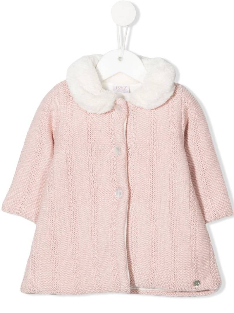 Paz Rodriguez faux-fur collar coat - Pink von Paz Rodriguez