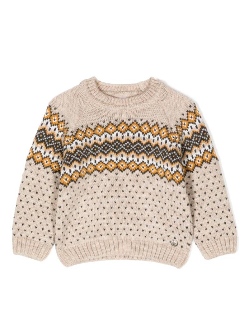 Paz Rodriguez intarsia-knit crew-neck jumper - Brown von Paz Rodriguez