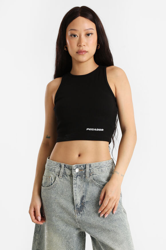 Pegador Geripptes Crop Tanktop | Black | Damen  | M von Pegador