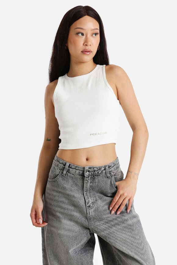 Pegador Geripptes Crop Tanktop | Warm White | Damen  | L von Pegador