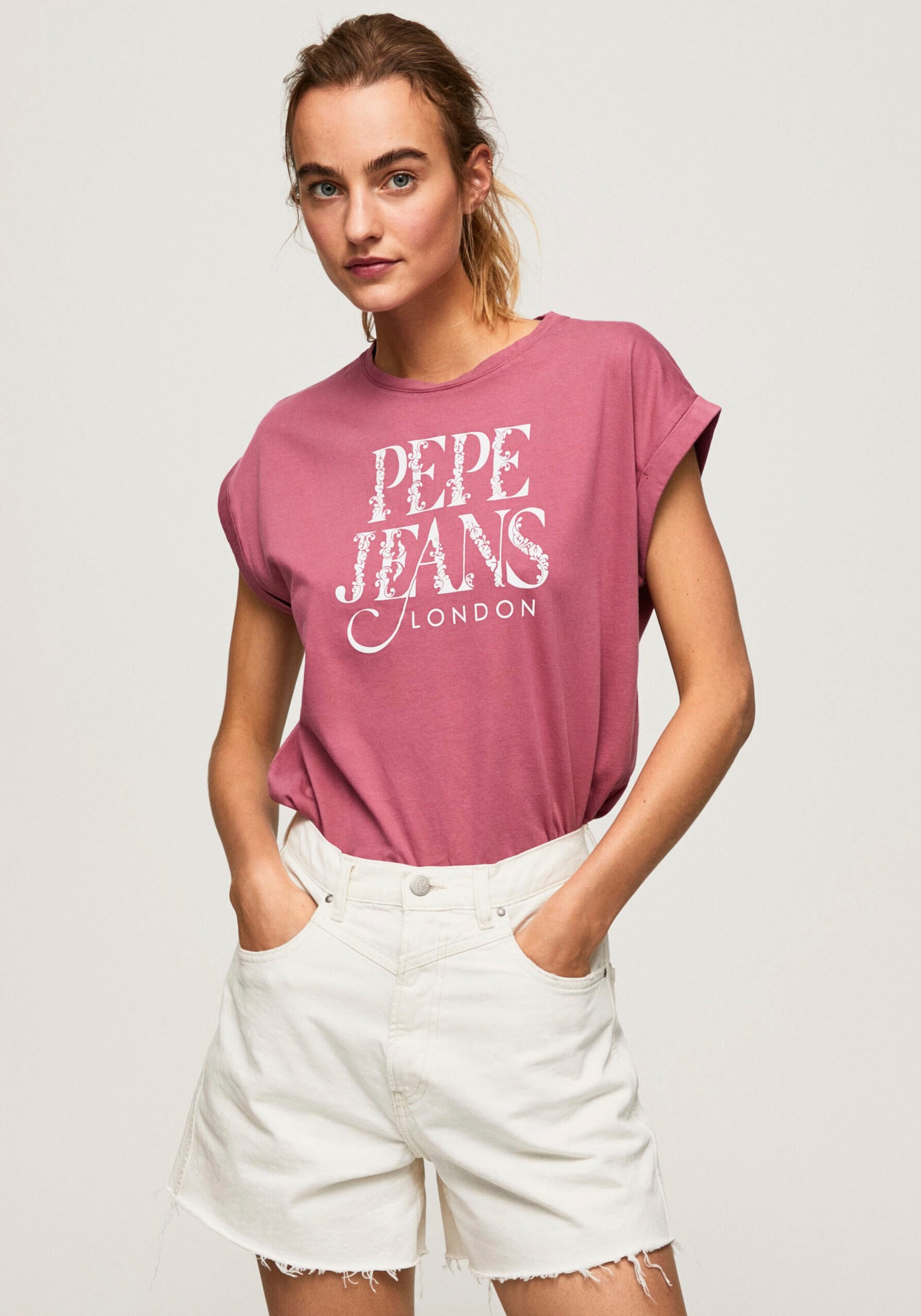 Pepe Jeans Rundhalsshirt »LINDA«, mit Logo-Print in Kontrast von Pepe Jeans