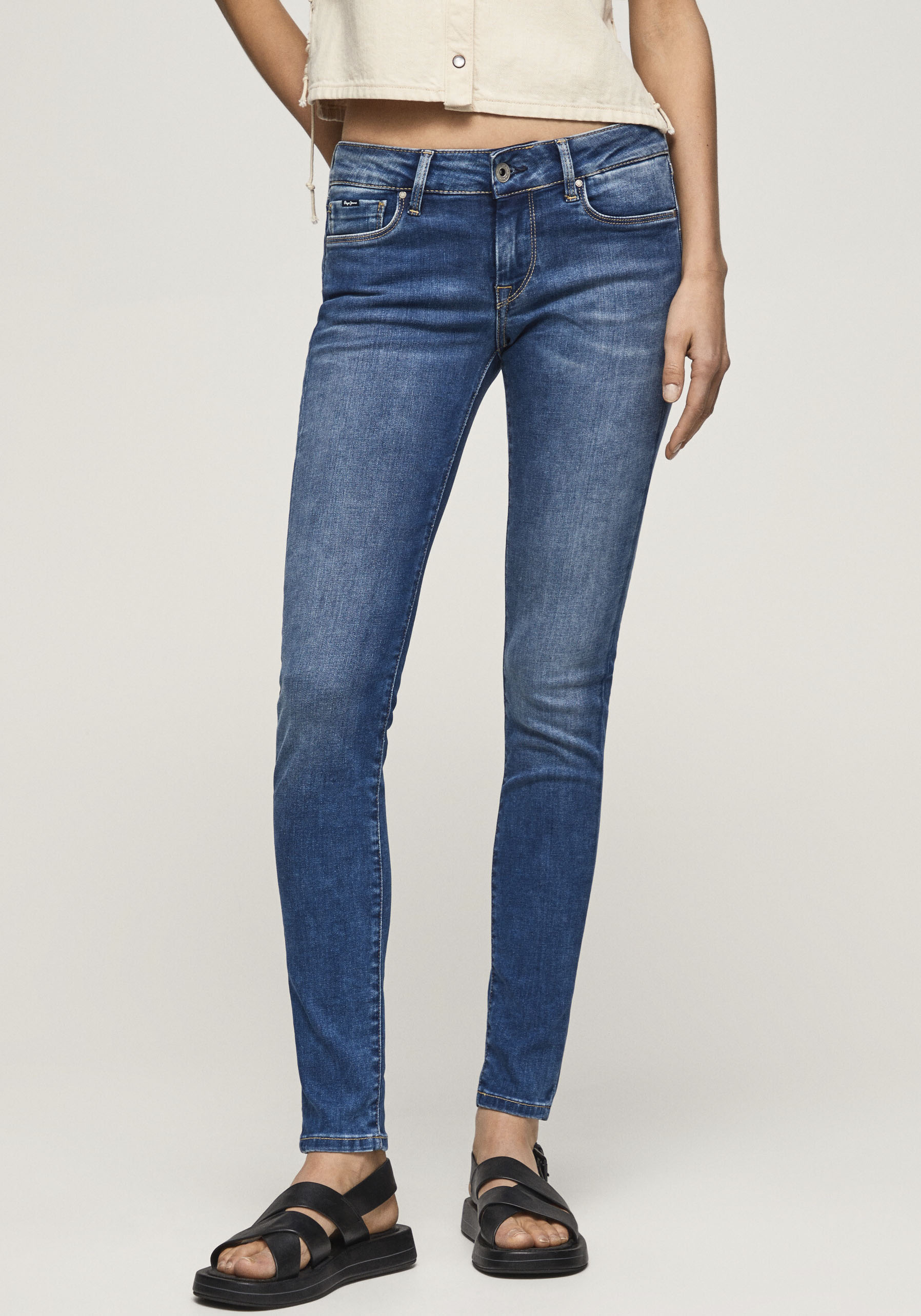 Pepe Jeans Skinny-fit-Jeans »SOHO«, im 5-Pocket-Stil mit 1-Knopf Bund und Stretch-Anteil von Pepe Jeans