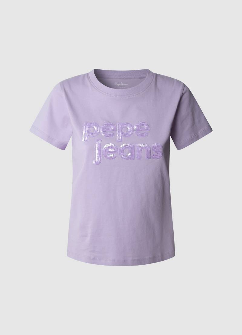 Pepe Jeans T-Shirt »ARIA«, mit Ton-in-Ton Paillettenbesatz von Pepe Jeans
