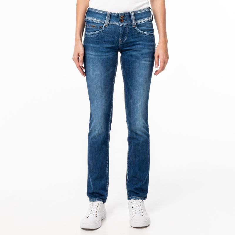 Jeans, Straight Leg Fit Damen Blau Denim Dunkel W28 von Pepe Jeans